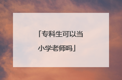 专科生可以当小学老师吗