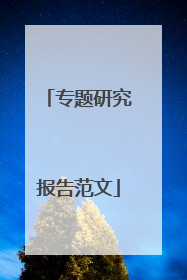 专题研究报告范文