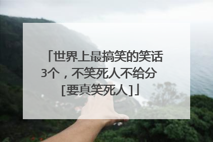 世界上最搞笑的笑话3个，不笑死人不给分[要真笑死人]