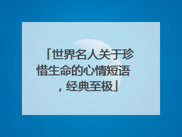 世界名人关于珍惜生命的心情短语,经典至极