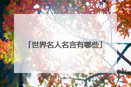 世界名人名言有哪些