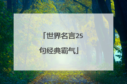 世界名言25句经典霸气