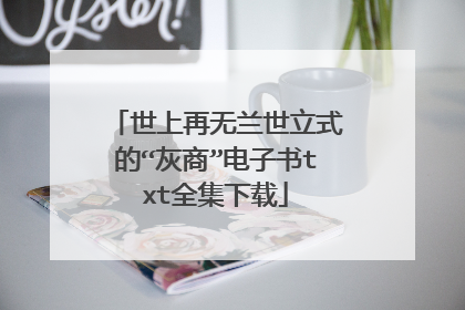 世上再无兰世立式的“灰商”电子书txt全集下载