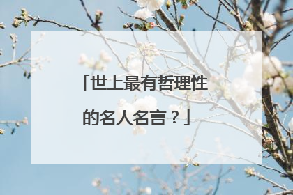 世上最有哲理性的名人名言?