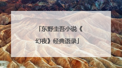 东野圭吾小说《幻夜》经典语录