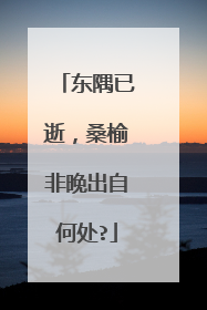 东隅已逝，桑榆非晚出自何处?