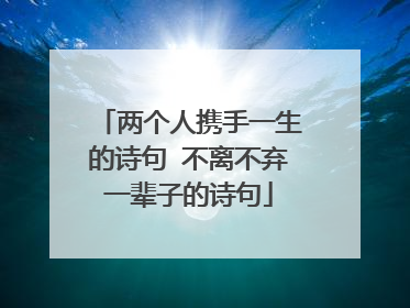 两个人携手一生的诗句 不离不弃一辈子的诗句