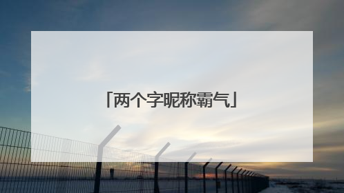 两个字昵称霸气