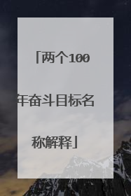 两个100年奋斗目标名称解释