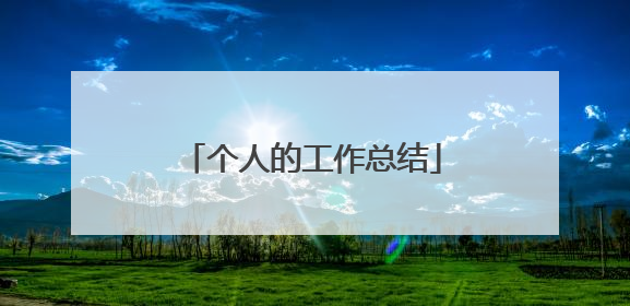 个人的工作总结
