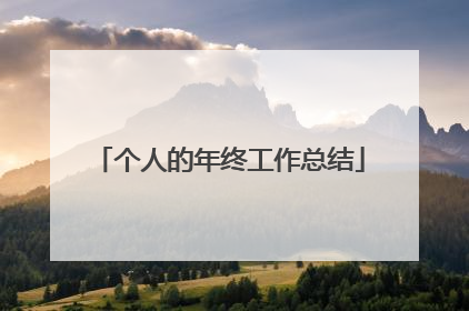 个人的年终工作总结