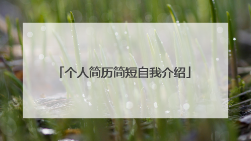个人简历简短自我介绍