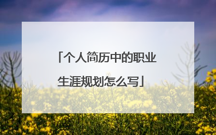 个人简历中的职业生涯规划怎么写