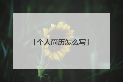 个人简历怎么写