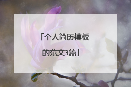 个人简历模板的范文3篇