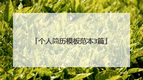个人简历模板范本3篇