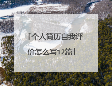 个人简历自我评价怎么写12篇