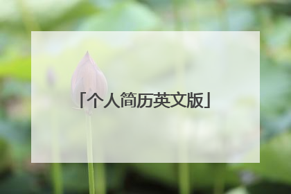 个人简历英文版