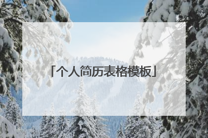 个人简历表格模板