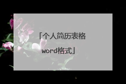 个人简历表格word格式