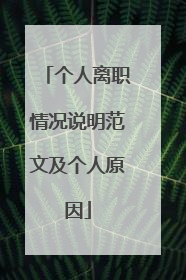 个人离职情况说明范文及个人原因