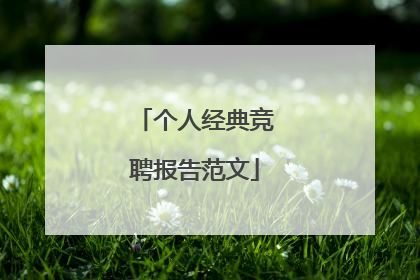 个人经典竞聘报告范文