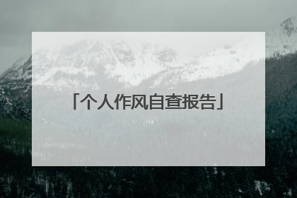 个人作风自查报告