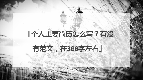 个人主要简历怎么写?有没有范文,在300字左右