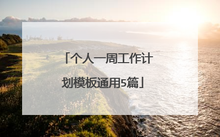 个人一周工作计划模板通用5篇