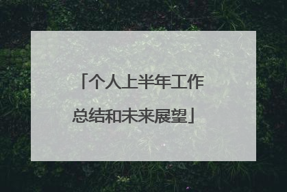 个人上半年工作总结和未来展望