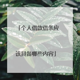 个人借款借条应该具备哪些内容