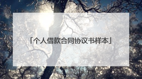 个人借款合同协议书样本