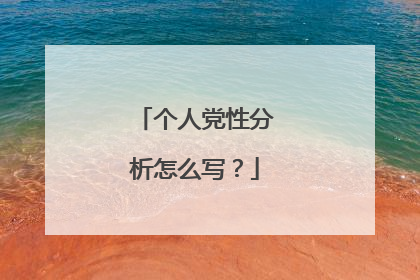 个人党性分析怎么写?