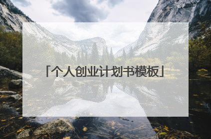 个人创业计划书模板