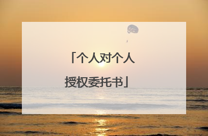 个人对个人授权委托书