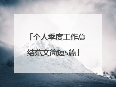 个人季度工作总结范文简短5篇