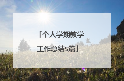 个人学期教学工作总结5篇