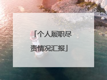 个人履职尽责情况汇报