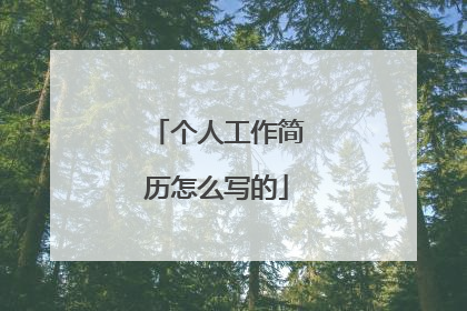 个人工作简历怎么写的
