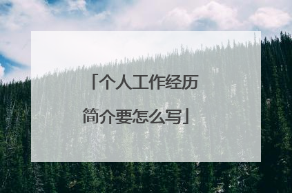 个人工作经历简介要怎么写