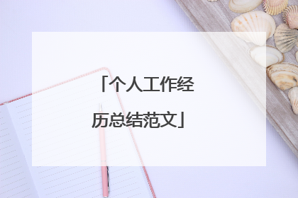 个人工作经历总结范文