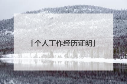 个人工作经历证明
