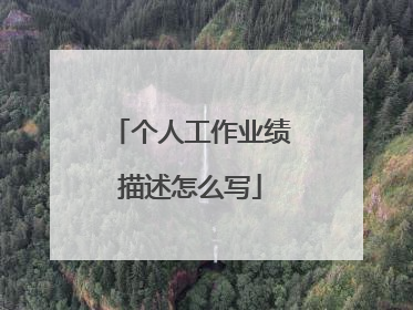 个人工作业绩描述怎么写