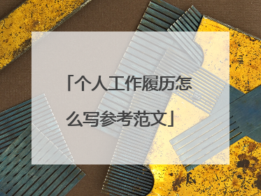 个人工作履历怎么写参考范文