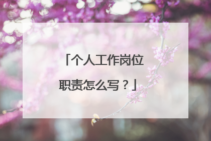 个人工作岗位职责怎么写?