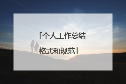 个人工作总结格式和规范