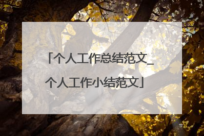 个人工作总结范文_个人工作小结范文