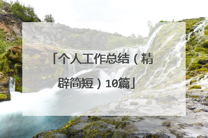 个人工作总结(精辟简短)10篇