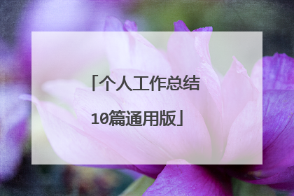 个人工作总结10篇通用版