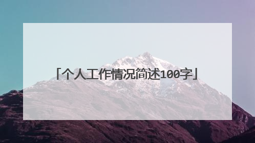 个人工作情况简述100字